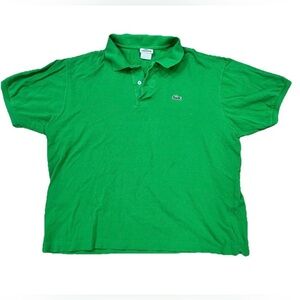 Vintage Lacoste Polo Shirt Size 7 Green Cotton Short Sleeve Croc Peru France